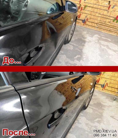 Удаление вмятины двери без покраски Opel Astra